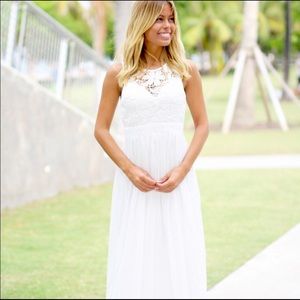 CLOSET CLOSEOUT!! White crocheted maxi dress